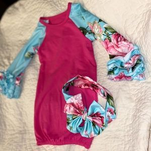 Newborn Gown/Bow (Boutique)